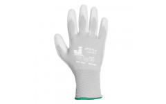 Защитные перчатки из полиэстеровой пряжи с полиуретановым покрытием цвет белый размер L (JP011w-L)