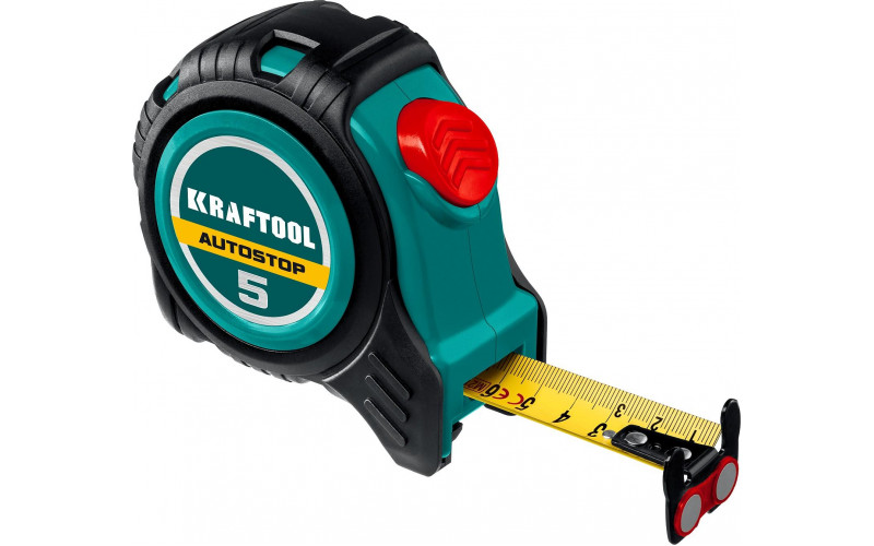 KRAFTOOL AutoStop, 5 м х 19 мм, профессиональная рулетка с автостопом (3412-5-19)