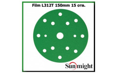 SUNMIGHT Шлифовальный круг L312TV 150мм на липучке, 15 отв, зелёный, P60