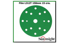 SUNMIGHT Шлифовальный круг L312TV 150мм на липучке, 15 отв, зелёный, P320